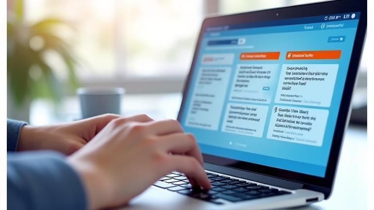 Žmogus ieškantis informacijos DUK skiltyje kompiuteryje