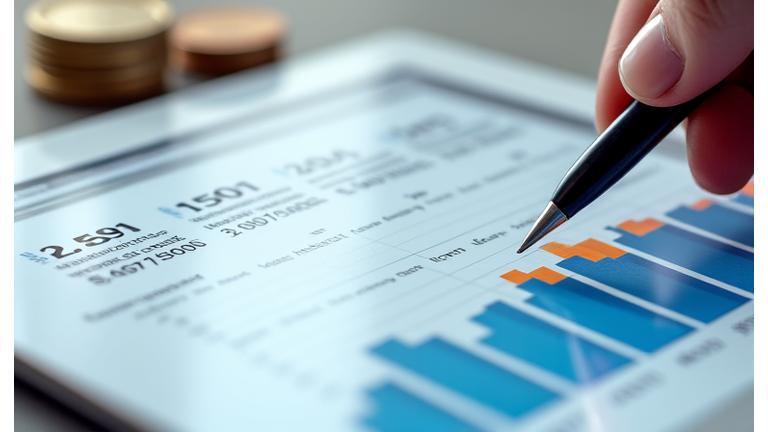 Finansinių diagramų ir skaičiuoklės vaizdas, rodantis mokėjimo grafiką