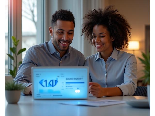 Bendrai dirbantis asmuo su finansų konsultantu prie nešiojamojo kompiuterio