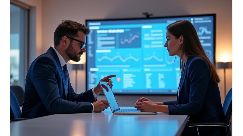 Konsultantas bendraujantis su klientu moderniame biuro fone. Profesionalu, pasitikėjimas.